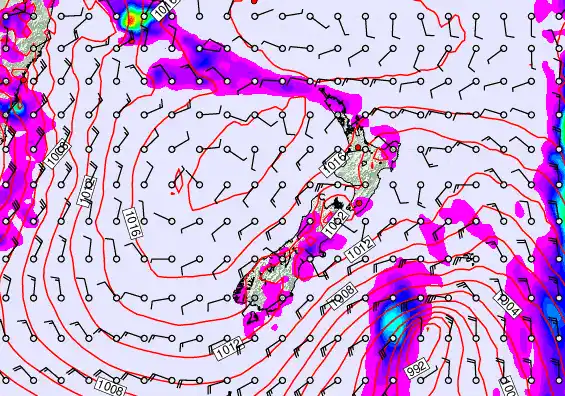 New Zealand forecast chart for Saturday, November 15th, 2025 at 6:00 AM
