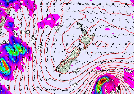 New Zealand forecast chart for Saturday, November 15th, 2025 at 6:00 PM