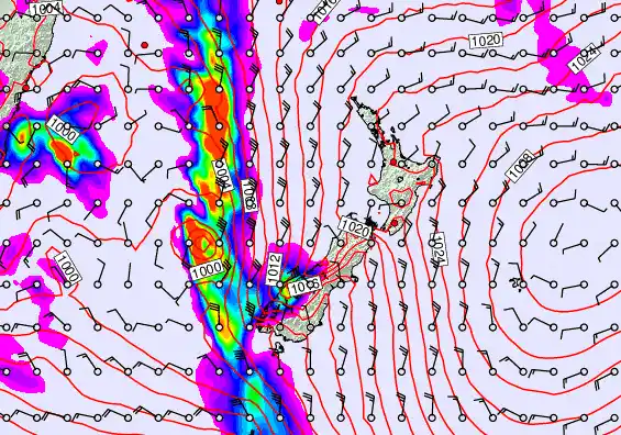 New Zealand forecast chart for Monday, November 17th, 2025 at 12:00 AM