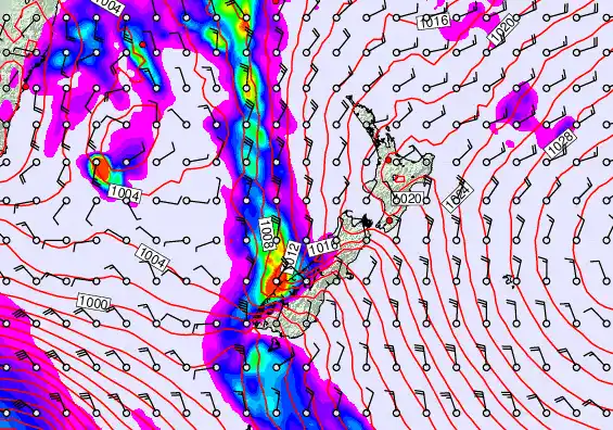 New Zealand forecast chart for Monday, November 17th, 2025 at 12:00 PM