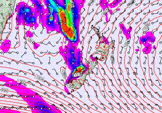 New Zealand forecast chart for Tuesday, November 18th, 2025 at 12:00 AM