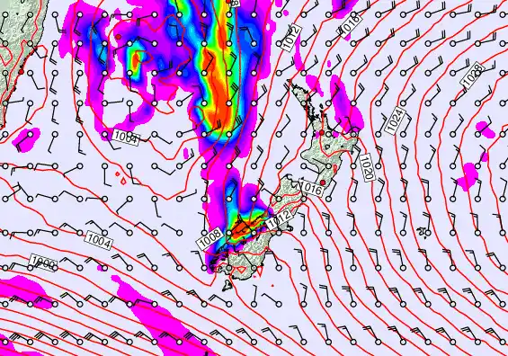 New Zealand forecast chart for Tuesday, November 18th, 2025 at 6:00 AM