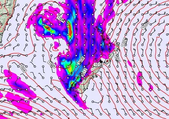 New Zealand forecast chart for Tuesday, November 18th, 2025 at 6:00 PM