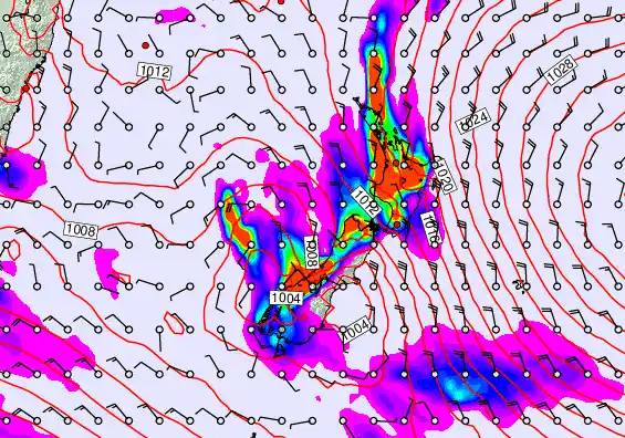 New Zealand forecast chart for Wednesday, November 19th, 2025 at 12:00 PM