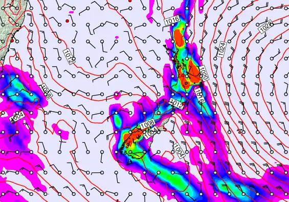 New Zealand forecast chart for Wednesday, November 19th, 2025 at 6:00 PM