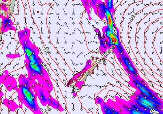 New Zealand forecast chart for Thursday, November 20th, 2025 at 6:00 AM