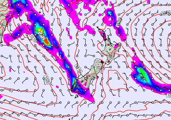 New Zealand forecast chart for Friday, November 21st, 2025 at 12:00 PM