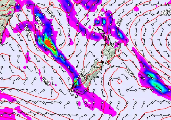 New Zealand forecast chart for Friday, November 21st, 2025 at 6:00 PM