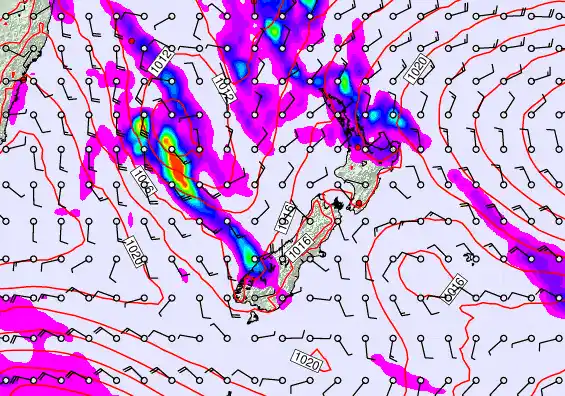 New Zealand forecast chart for Saturday, November 22nd, 2025 at 12:00 AM