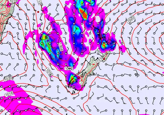 New Zealand forecast chart for Saturday, November 22nd, 2025 at 6:00 AM