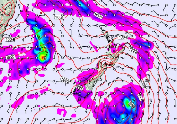 New Zealand forecast chart for Sunday, November 30th, 2025 at 6:00 PM
