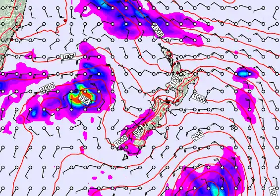 New Zealand forecast chart for Monday, December 1st, 2025 at 12:00 AM