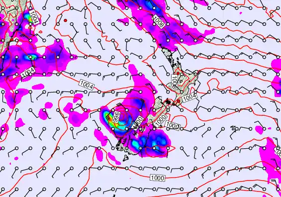 New Zealand forecast chart for Monday, December 1st, 2025 at 12:00 PM