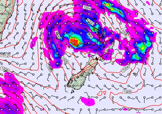 New Zealand forecast chart for Tuesday, December 2nd, 2025 at 6:00 PM