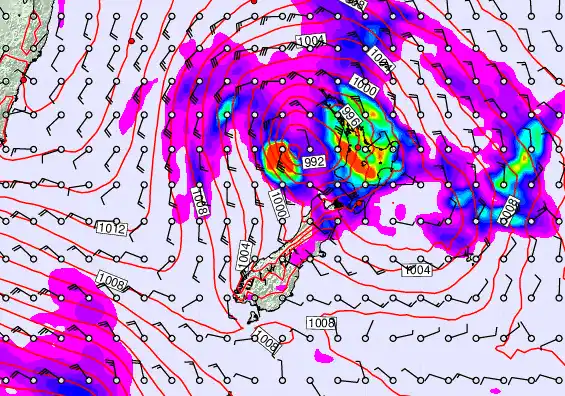 New Zealand forecast chart for Wednesday, December 3rd, 2025 at 12:00 AM