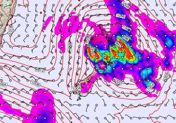 New Zealand forecast chart for Wednesday, December 3rd, 2025 at 6:00 AM