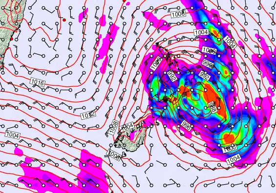 New Zealand forecast chart for Wednesday, December 3rd, 2025 at 12:00 PM