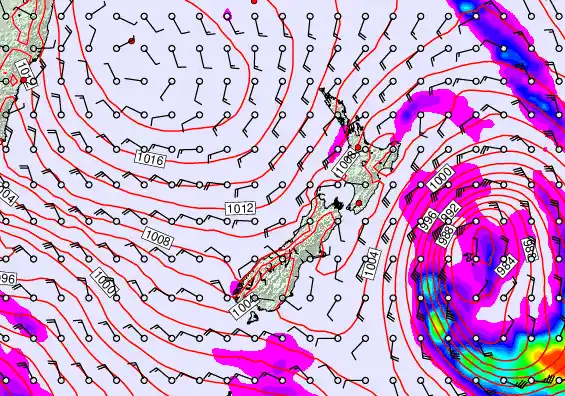 New Zealand forecast chart for Thursday, December 4th, 2025 at 6:00 AM