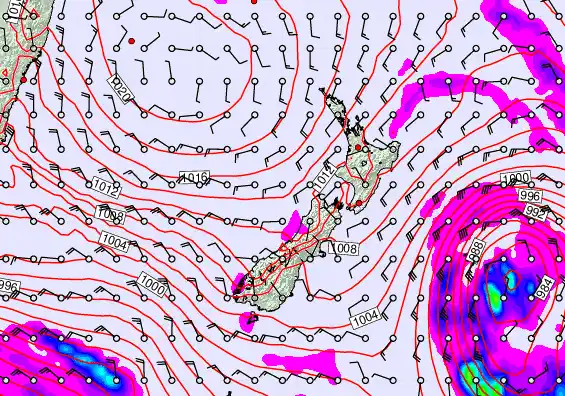 New Zealand forecast chart for Thursday, December 4th, 2025 at 12:00 PM