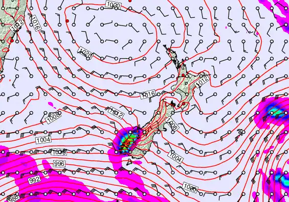 New Zealand forecast chart for Friday, December 5th, 2025 at 12:00 AM