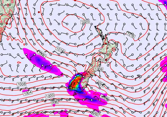 New Zealand forecast chart for Friday, December 5th, 2025 at 6:00 AM