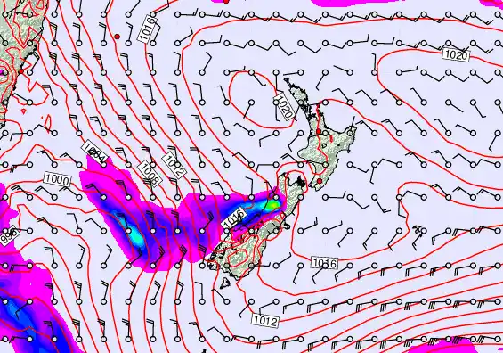 New Zealand forecast chart for Saturday, December 6th, 2025 at 6:00 AM