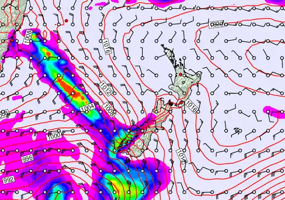New Zealand forecast chart for Saturday, December 6th, 2025 at 6:00 PM