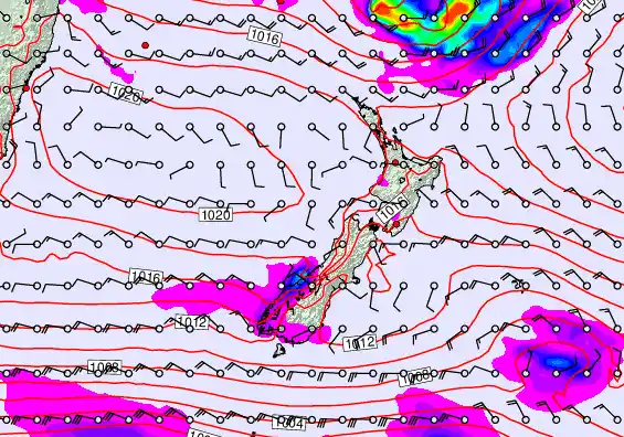 New Zealand forecast chart for Tuesday, December 9th, 2025 at 12:00 AM