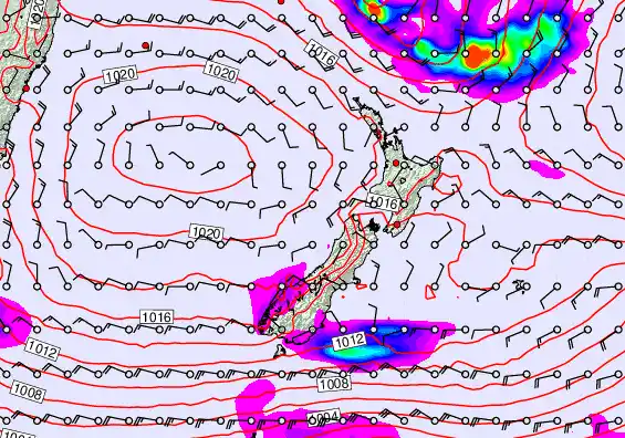 New Zealand forecast chart for Tuesday, December 9th, 2025 at 12:00 PM