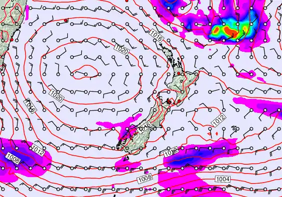 New Zealand forecast chart for Tuesday, December 9th, 2025 at 6:00 PM
