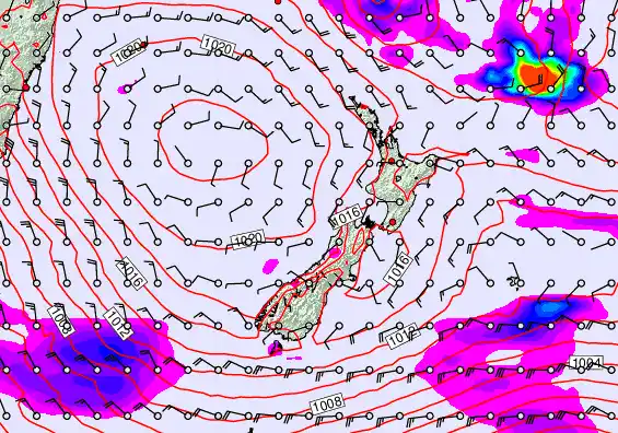 New Zealand forecast chart for Wednesday, December 10th, 2025 at 12:00 AM