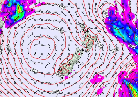 New Zealand forecast chart for Friday, December 12th, 2025 at 12:00 PM