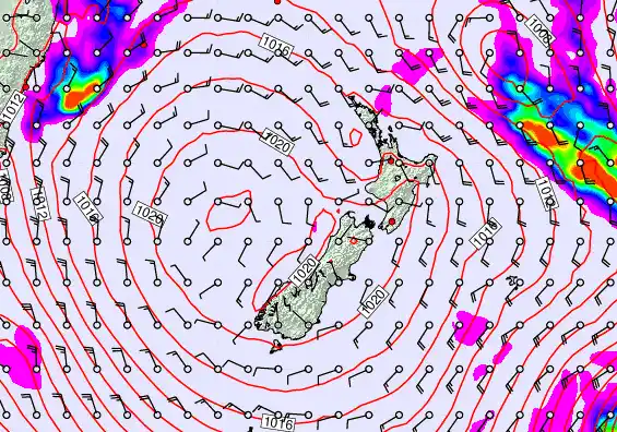 New Zealand forecast chart for Friday, December 12th, 2025 at 6:00 PM