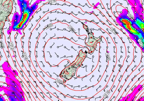 New Zealand forecast chart for Saturday, December 13th, 2025 at 12:00 AM