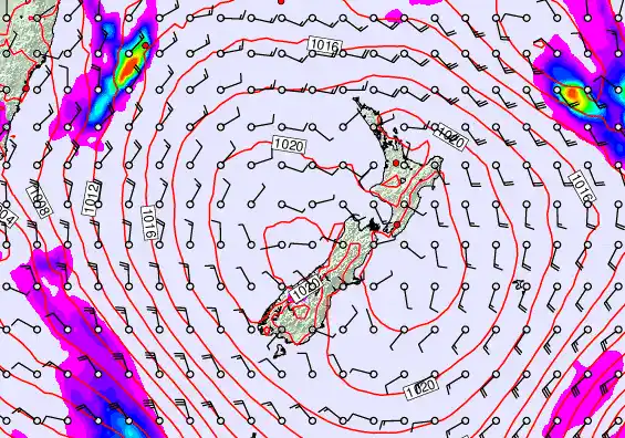 New Zealand forecast chart for Saturday, December 13th, 2025 at 6:00 AM