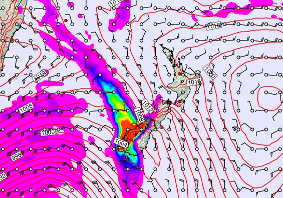 New Zealand forecast chart for Monday, December 15th, 2025 at 6:00 AM