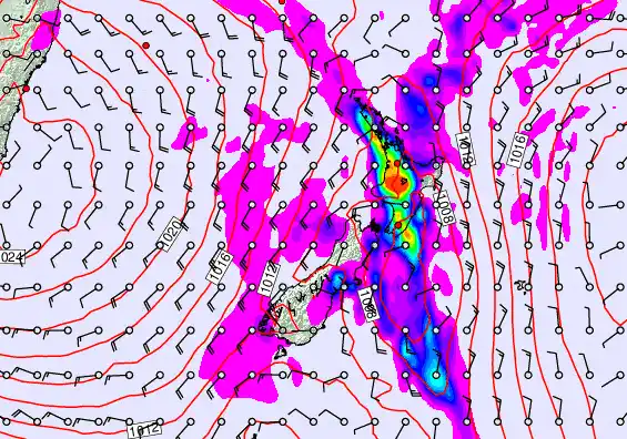 New Zealand forecast chart for Tuesday, December 16th, 2025 at 6:00 PM