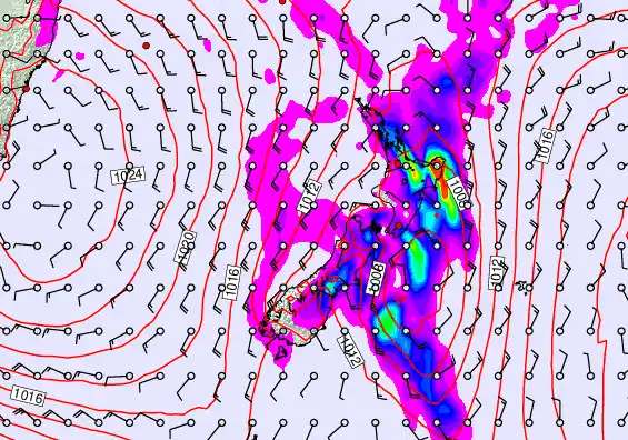 New Zealand forecast chart for Wednesday, December 17th, 2025 at 12:00 AM
