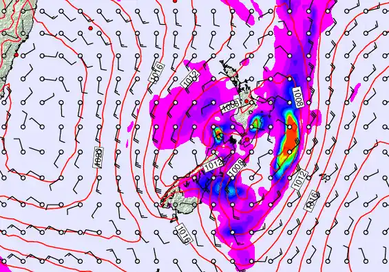 New Zealand forecast chart for Wednesday, December 17th, 2025 at 12:00 PM