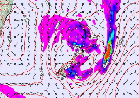 New Zealand forecast chart for Thursday, December 18th, 2025 at 12:00 AM