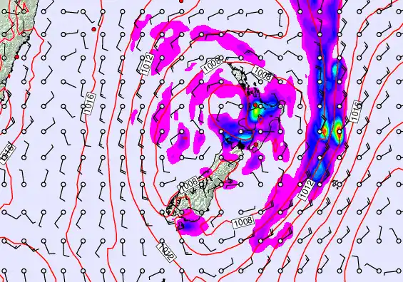 New Zealand forecast chart for Thursday, December 18th, 2025 at 12:00 PM
