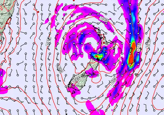 New Zealand forecast chart for Thursday, December 18th, 2025 at 6:00 PM
