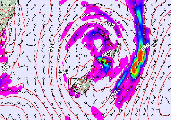 New Zealand forecast chart for Friday, December 19th, 2025 at 12:00 AM