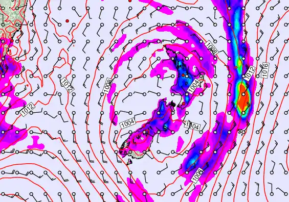 New Zealand forecast chart for Friday, December 19th, 2025 at 6:00 AM