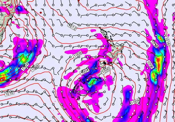 New Zealand forecast chart for Saturday, December 20th, 2025 at 12:00 PM