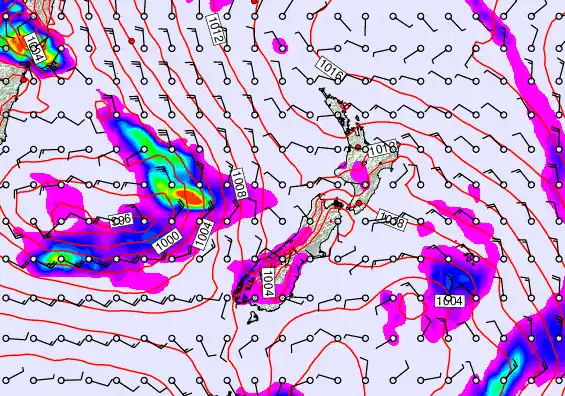 New Zealand forecast chart for Sunday, December 21st, 2025 at 6:00 AM