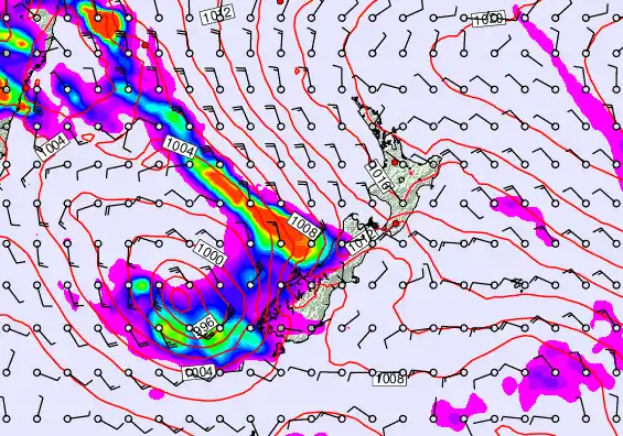 New Zealand forecast chart for Sunday, December 21st, 2025 at 6:00 PM