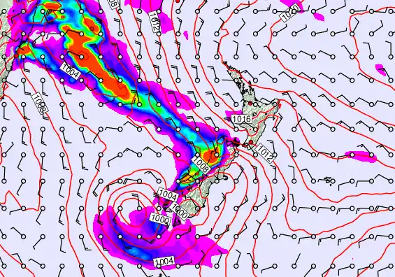 New Zealand forecast chart for Monday, December 22nd, 2025 at 6:00 AM