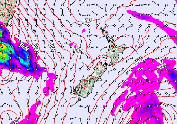 New Zealand forecast chart for Sunday, December 21st, 2025 at 12:00 PM