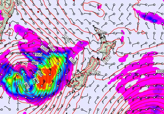 New Zealand forecast chart for Monday, December 22nd, 2025 at 12:00 AM